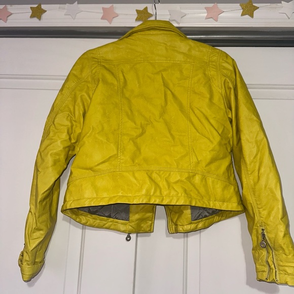 Yellow/gold leather jacket with quilted lining size S - Picture 4 of 5